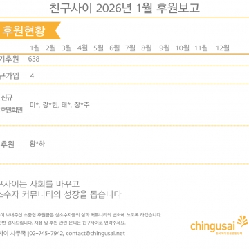 [188호] 친구사이 2026년 1월 후원보고